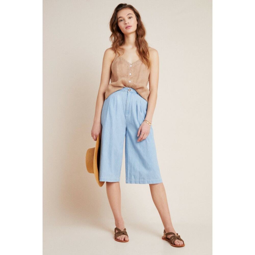 Anthropologie Light Blue Denim Culotte Shorts